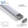 Profilo Alluminio Lineare 2MT Per Strisce LED Con Copertura Opaca