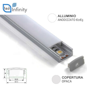 profilo alluminio lineare 2mt anodizzato 6063 strisce led