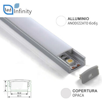 profilo alluminio lineare 2mt anodizzato 6063 strisce led